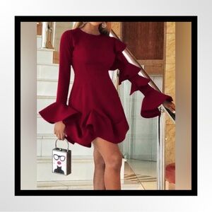 ‼️‼️CLEARANCE - Layered Cascading Flounce Design A Line Dress